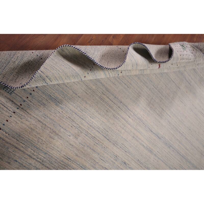 Striped Tribal Gabbeh Indian Area Rug Hand-Knotted Wool Carpet - 8'4"x 9'10"