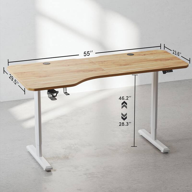 FEZIBO Height Adjustable Electric Standing Desk, Stand up Table, Sit Stand Home Office Desk with Splice Board