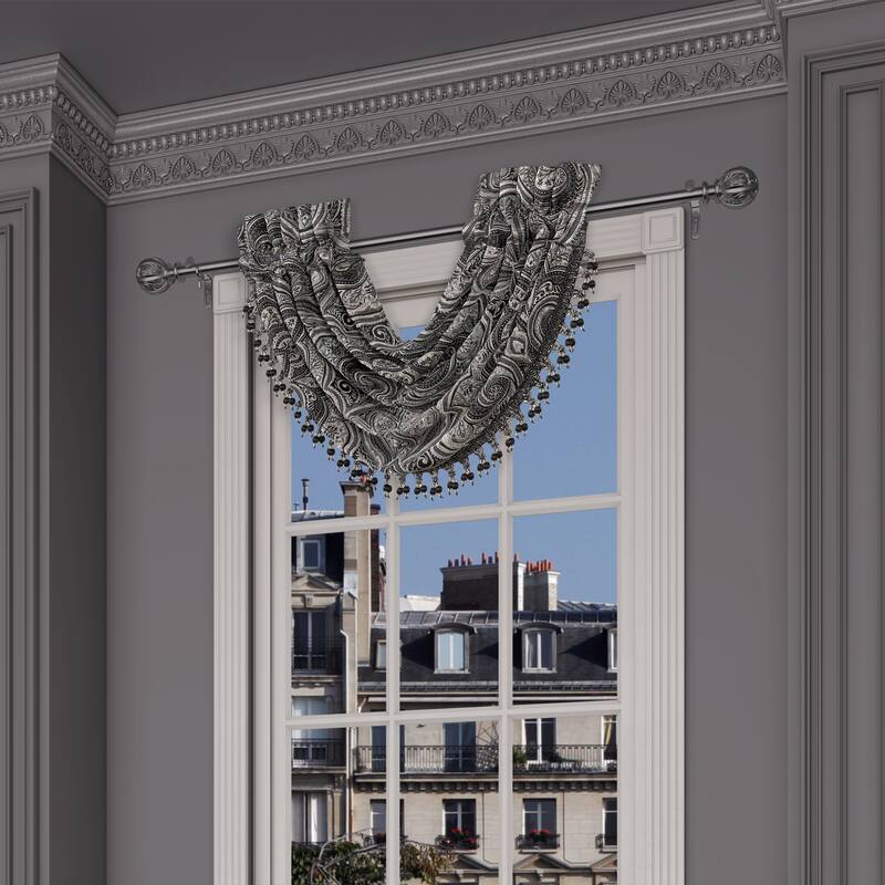Davinci Window Waterfall Valance - Black
