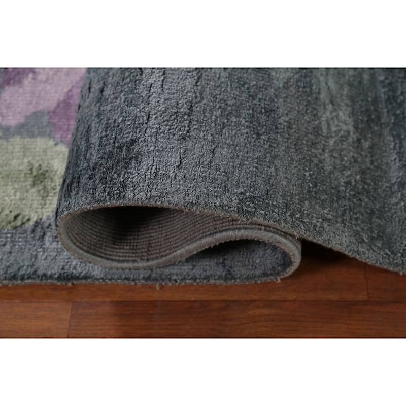 Abstract Indian Area Rug Handmade Contemporary Wool & Silk Carpet - 8'2"x 11'3"