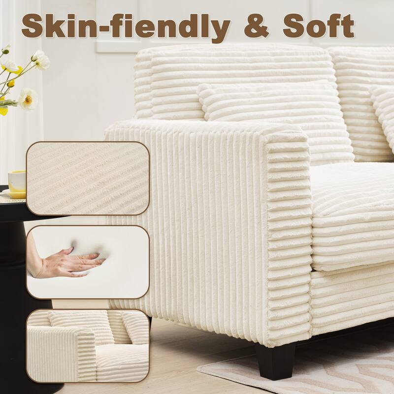 Multi-seat(3/4/5 seats) Corduroy Sectional Sofa, Modular Couch for Living Room & Business