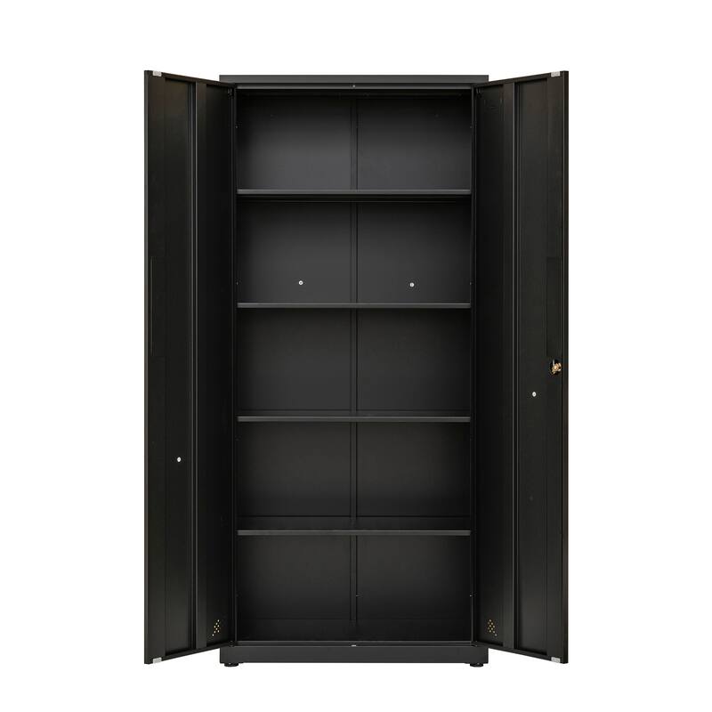 Rust-Proof Home OfficeTall File Cabinet, Lockable Storage Cabinet with Magnetic Doors & 4 Adjustable Shelves