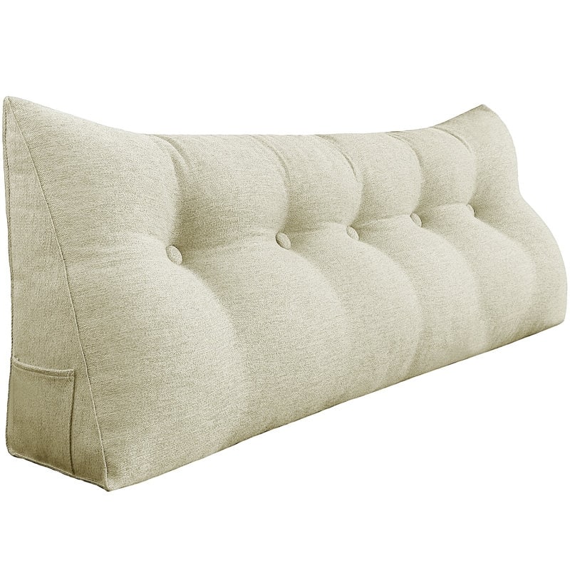 WOWMAX Bed Rest Wedge Reading Pillow Headboard Back Support Cushion - Queen - Ivory