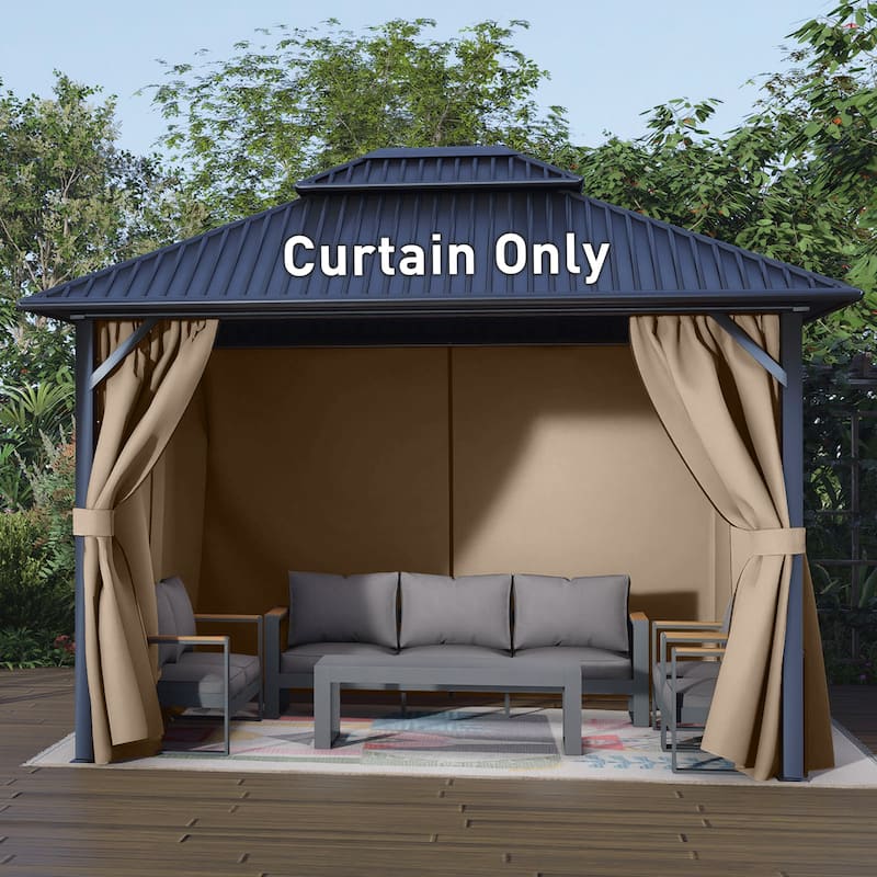 Aoodor Gazebo Curtain Replacement - Patio Privacy Curtains with Double Zipper(Curtain Only)