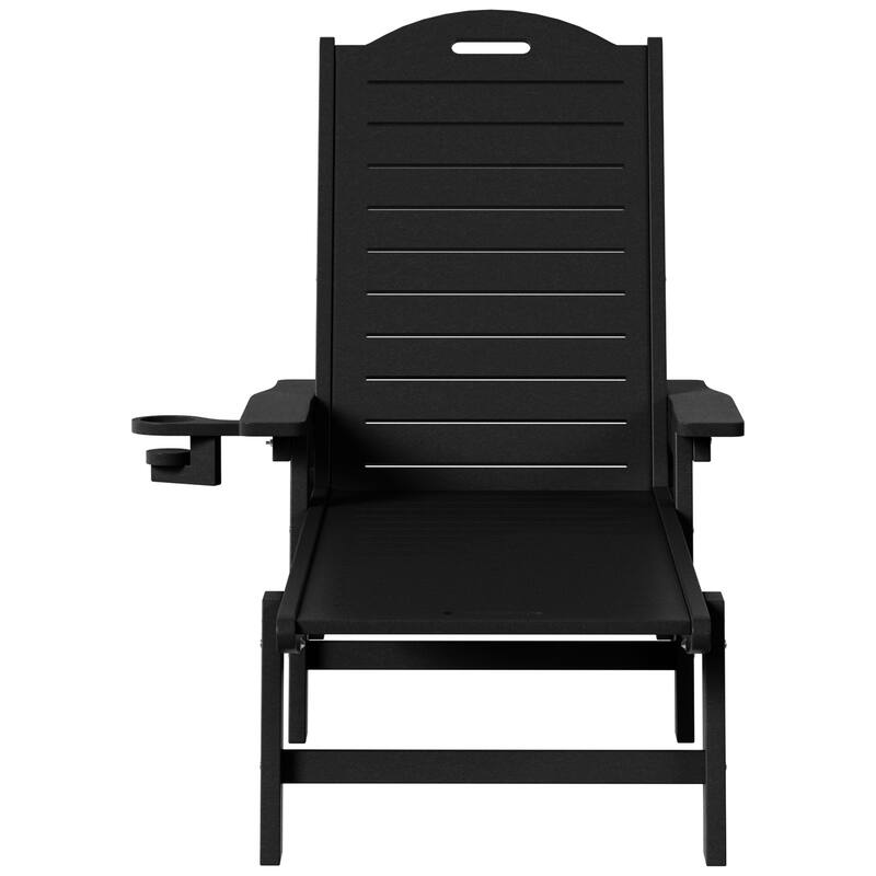 Brighton Outdoor Poly Reclining Chaise Lounge with Wheels & Cup Holder (Set of 2)