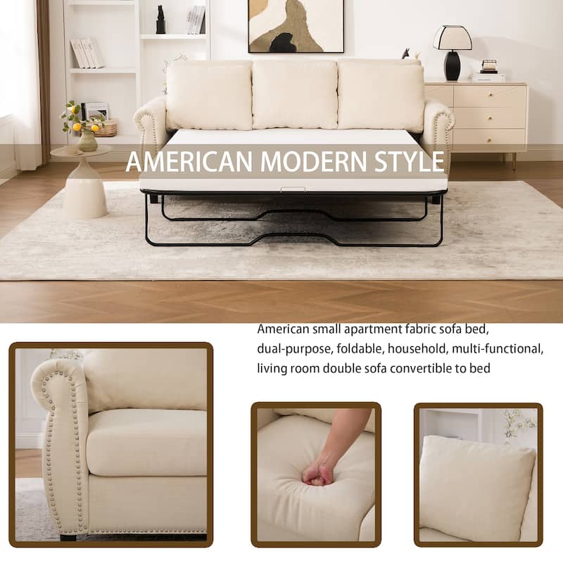 Sleeper Sofa Daybed, Pull Out Couch with Mattress, 3-in-1 Seater Upholstery Sectional Couches Convertible Sofa Bed