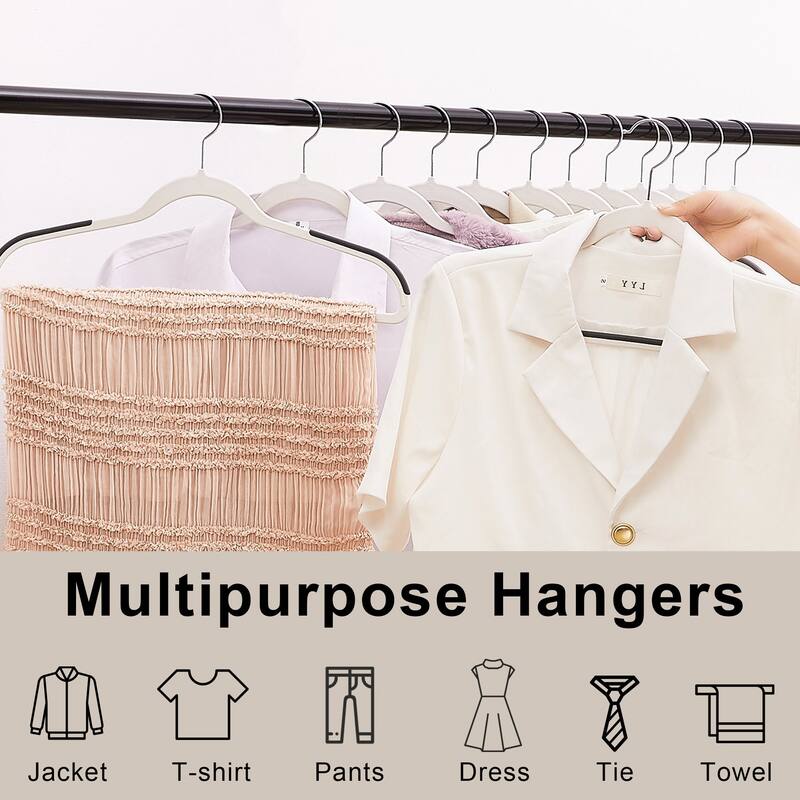 Javlergo 25/50 Pack Heavy Duty Plastic Hangers, 360º Swivel Hook Coat Hangers, Non-Slip, Space-Saving