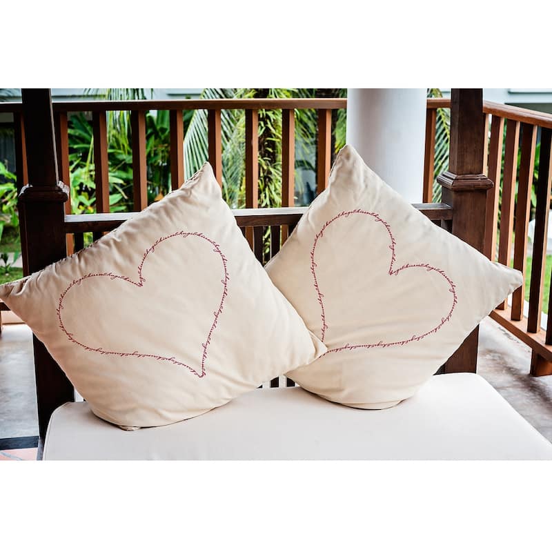 Hugs and Kisses Heart Valentine's Day Decorative Indoor/Outdoor Pillow