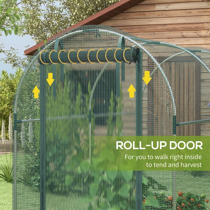 Outsunny 4' x 8' Crop Cage, Plant Protection Tent with Zippered Door and Galvanized Steel Frame, Fruit Cage Netting Cover