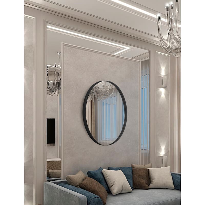 SUNBOW Black Round Wall and Bathroom Mirror - 24