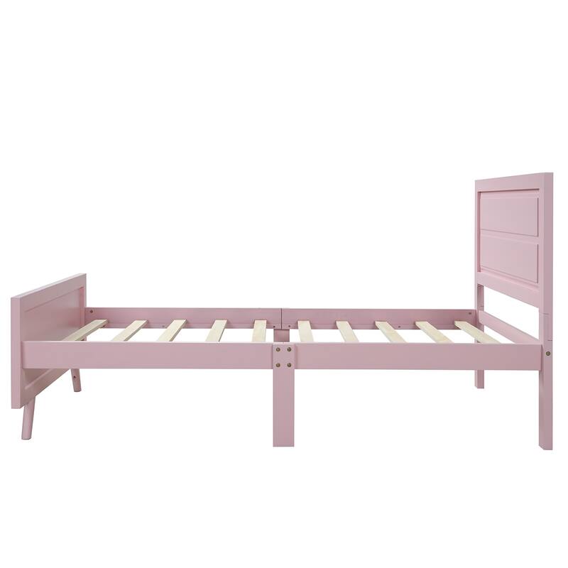 Stylish Twin Wood Bed Frame with Headboard - No Box Spring Needed, Easy Assembly