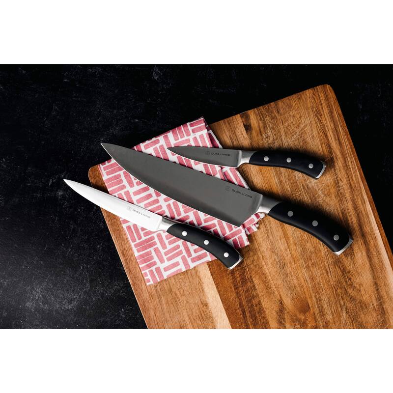 Dura Living Elite 3-Piece Kitchen Knife Set - Forged German Steel Blades, Includes Chef, Utility, and Paring Knives
