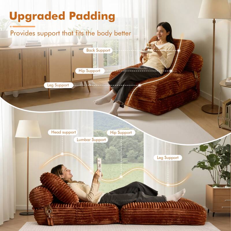 HOOOWOOO Modern Upholstery Fabric Folding Sofa Couch