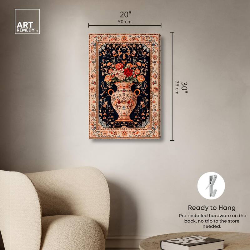 Persian Vase and Flowers Canvas by Art Remedy, Gallery Wrapped