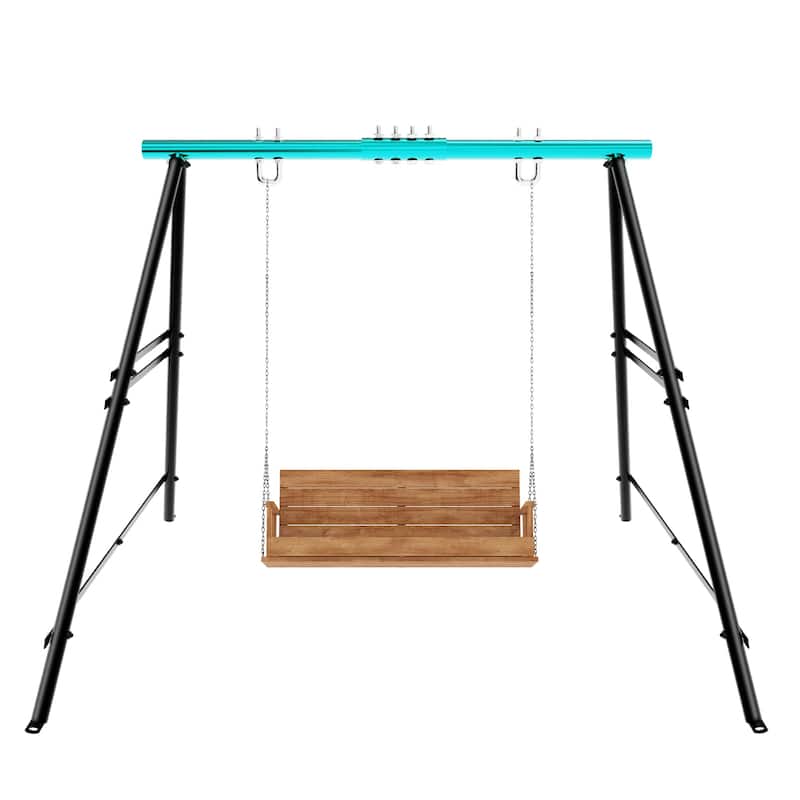 Adjustable A-Frame Swing Stand Powder Coated Steel Indoor and Outdoor Hammock Chair Stand Supports Up to 550 Pounds - N/A - Blue
