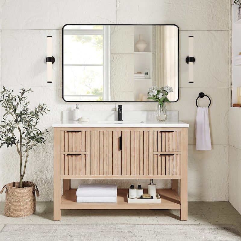 Tehran Bath Vanity with Composite Stone Top without Mirror
