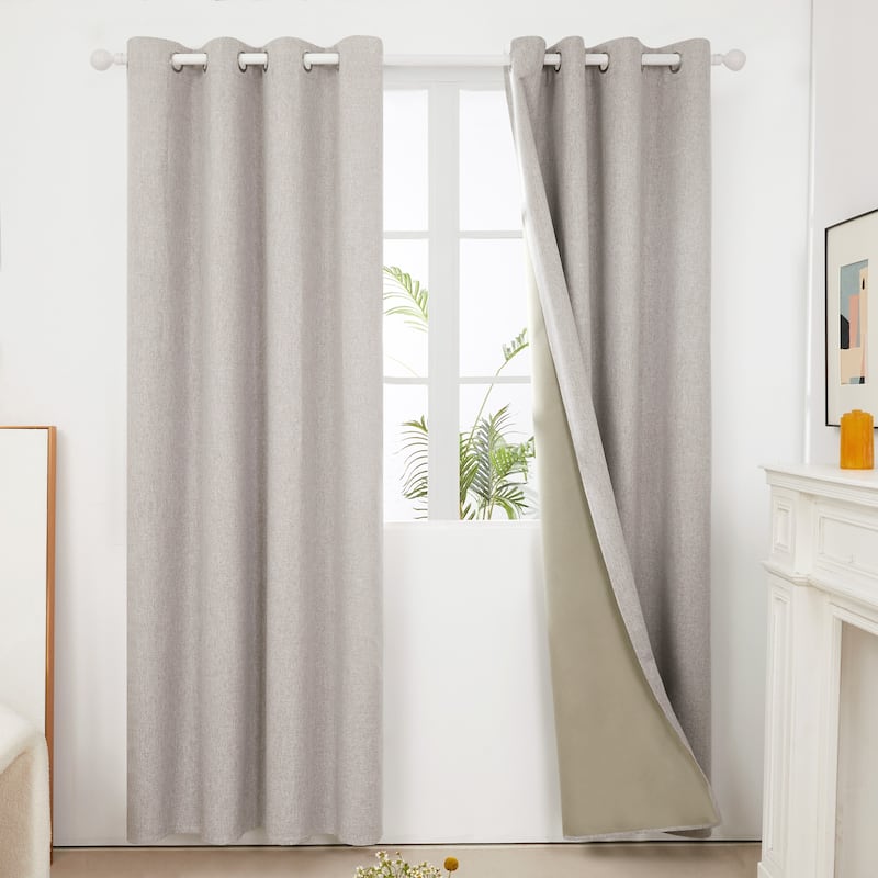 Deconovo Faux Linen Total Blackout Grommet Curtain (2 Panels)