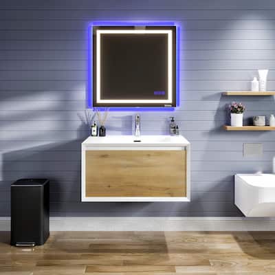 Eviva Venice 36"W Oak Bath Vanity with Acrylic Top & Integrated Sink