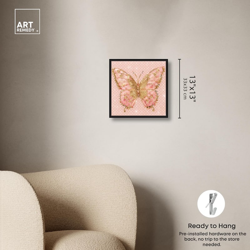 Glittering Elegant Butterfly Blush Canvas by Art Remedy