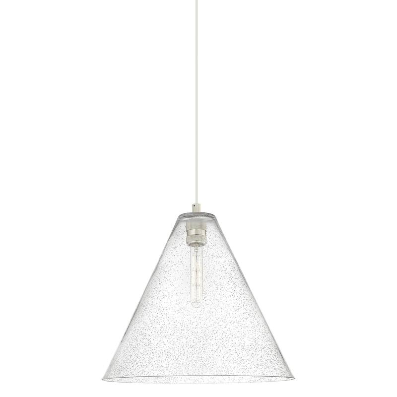 Innovations Lighting 434-1P-15-16 Crown Point Pendant Cone Crown Point - Polished Nickel / Seedy