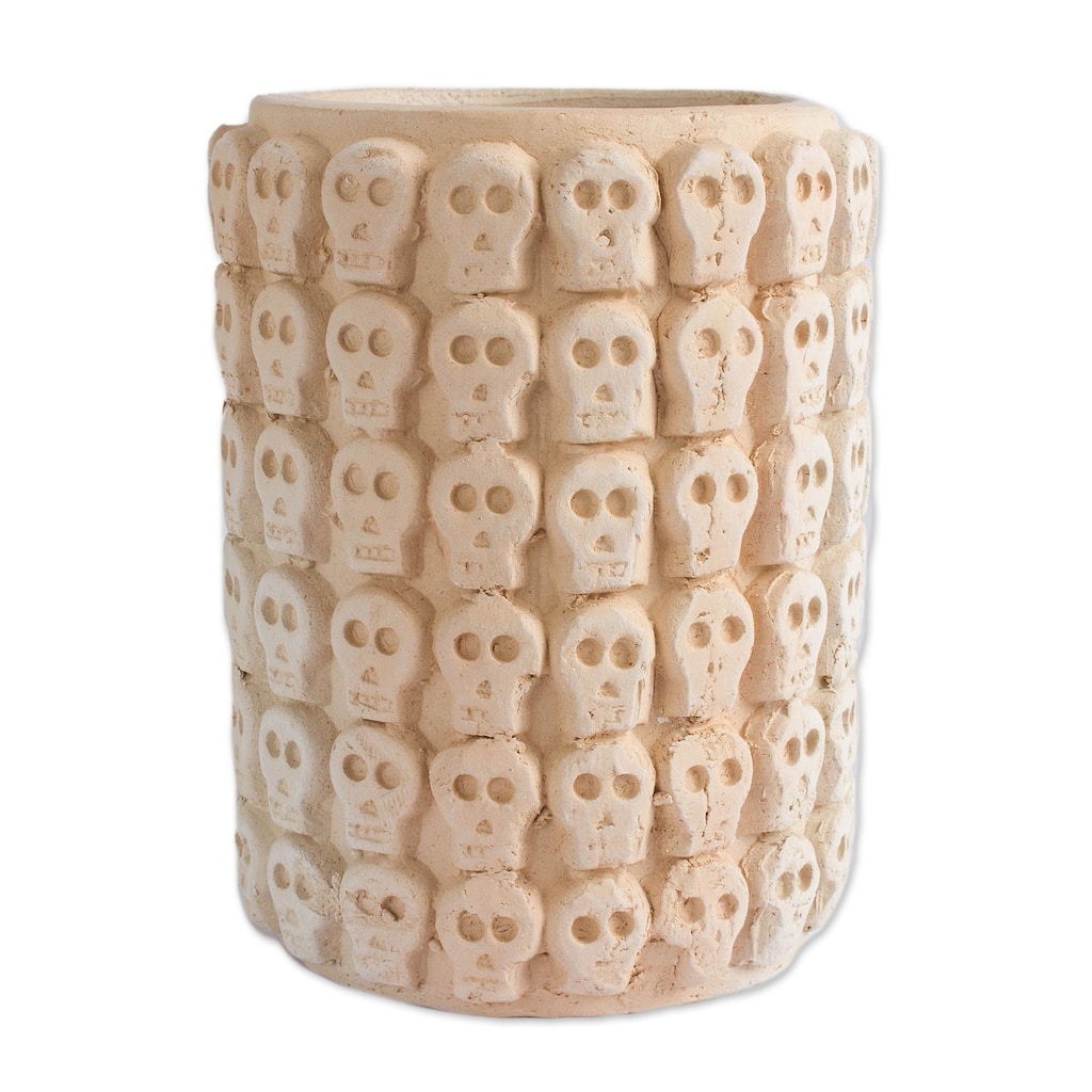 NOVICA Handmade Rows Of Skulls Ceramic Flower Pot