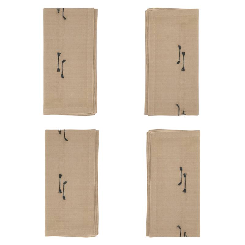 Line Design Fringe Table Napkins (Set of 4)
