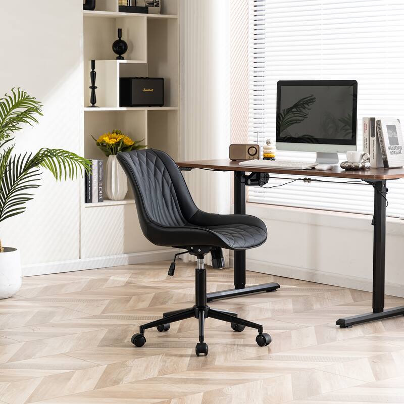 Armless Home Office Desk Chairs with Wheels Rolling Task Chair