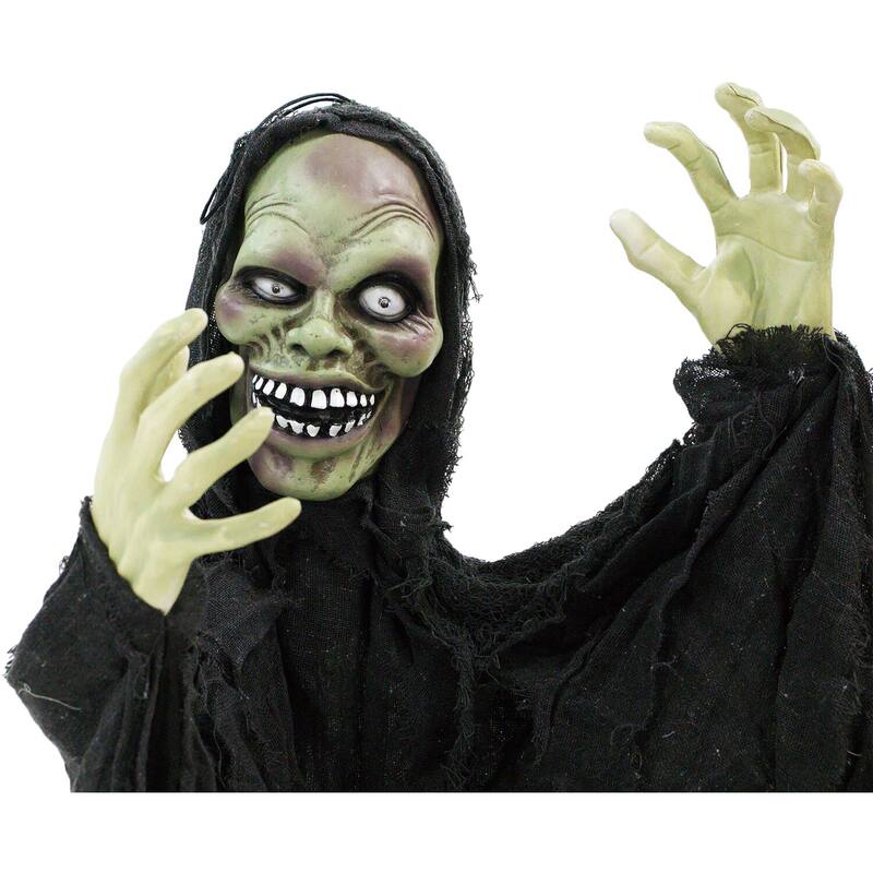 Haunted Hill Farm 24 In. Pop-Up Animatronic Ghoul, Indoor/Outdoor Halloween Decoration, Flashing Red Eyes, Poseable, Battery