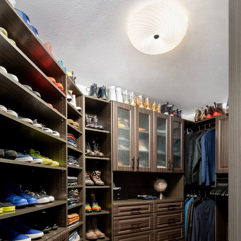 Varaluz Swirled Flush Mount - French Feather - 15.5"W x 4.75"H