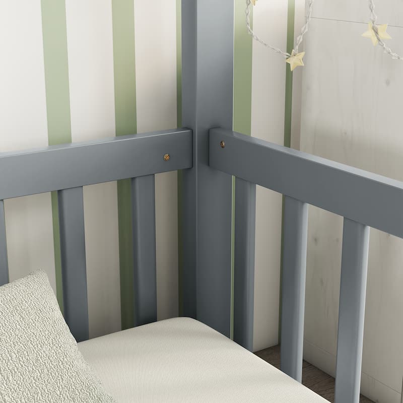 Double Twin House-Style Floor Bed with Fence, Guardrails, without door