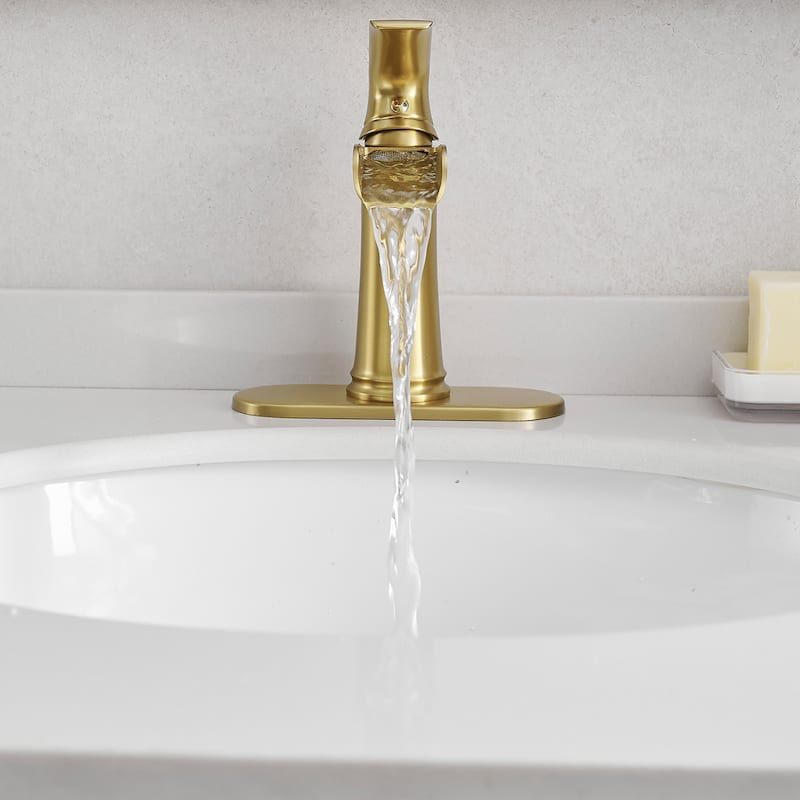 Single-handle Bathroom Waterfall Sink Faucet with Drain and Deckplate