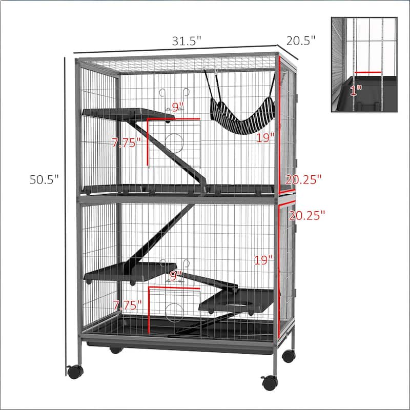 Pet Habitat,Pet House,Rolling Small Animal Cage is designed for convenient cleaning - Black