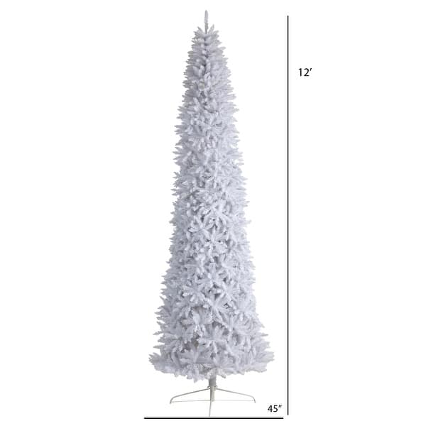 12' Slim White Artificial Christmas Tree with 3235 Bendable Branches ...
