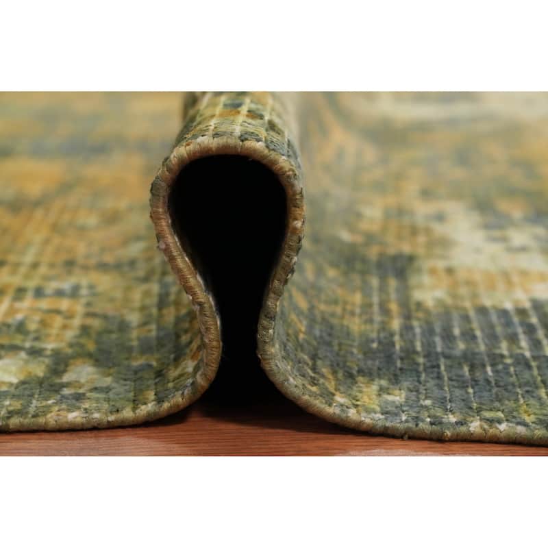 Hand Knotted Oriental Viscose Silk Carpet Modern All-Over Multi-Colored Abstract Area Rug - 8' 0'' X 5' 1''
