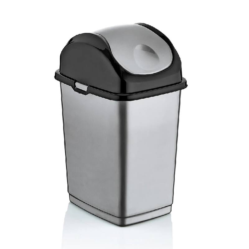 5 qt Slim Swing Trash Can - Grey/Black