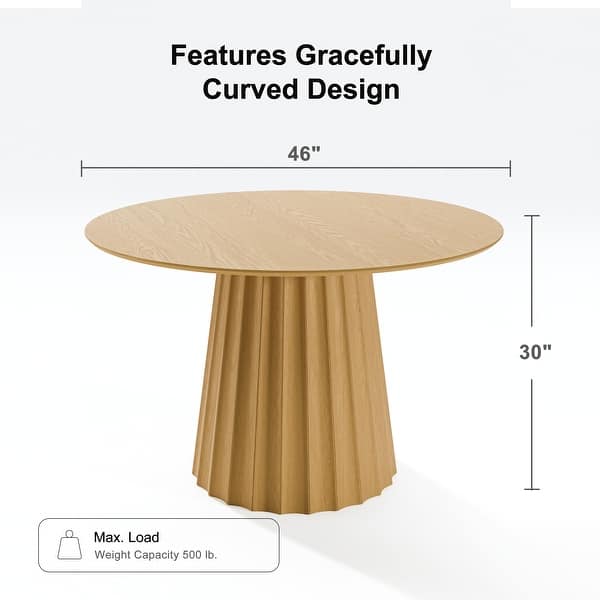 dimension image slide 4 of 10, Solid Wood Round Dining Table for 4-8 People Nordic style