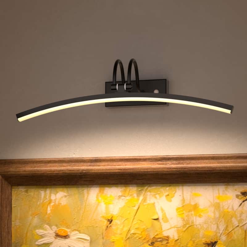 Modern 16'' Wireless Battery Operated Dimmable Picture Light with Remote Control and Adjustable Arm - Black