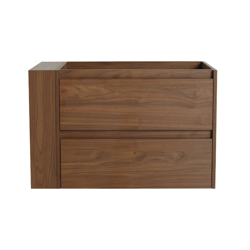 30 Inch Wall-Mounted Bathroom Vanity Base with 2 Soft-Close Drawers, Angled Handle and Adjustable Side Shelf, No Sink Included