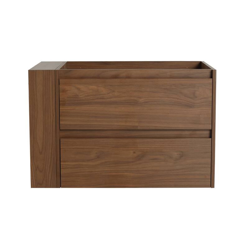 36" Wall-Mounted Bathroom Vanity, Double Soft-Close Drawers, Adjustable Side Rack, 45° Bevelled Invisible Handle