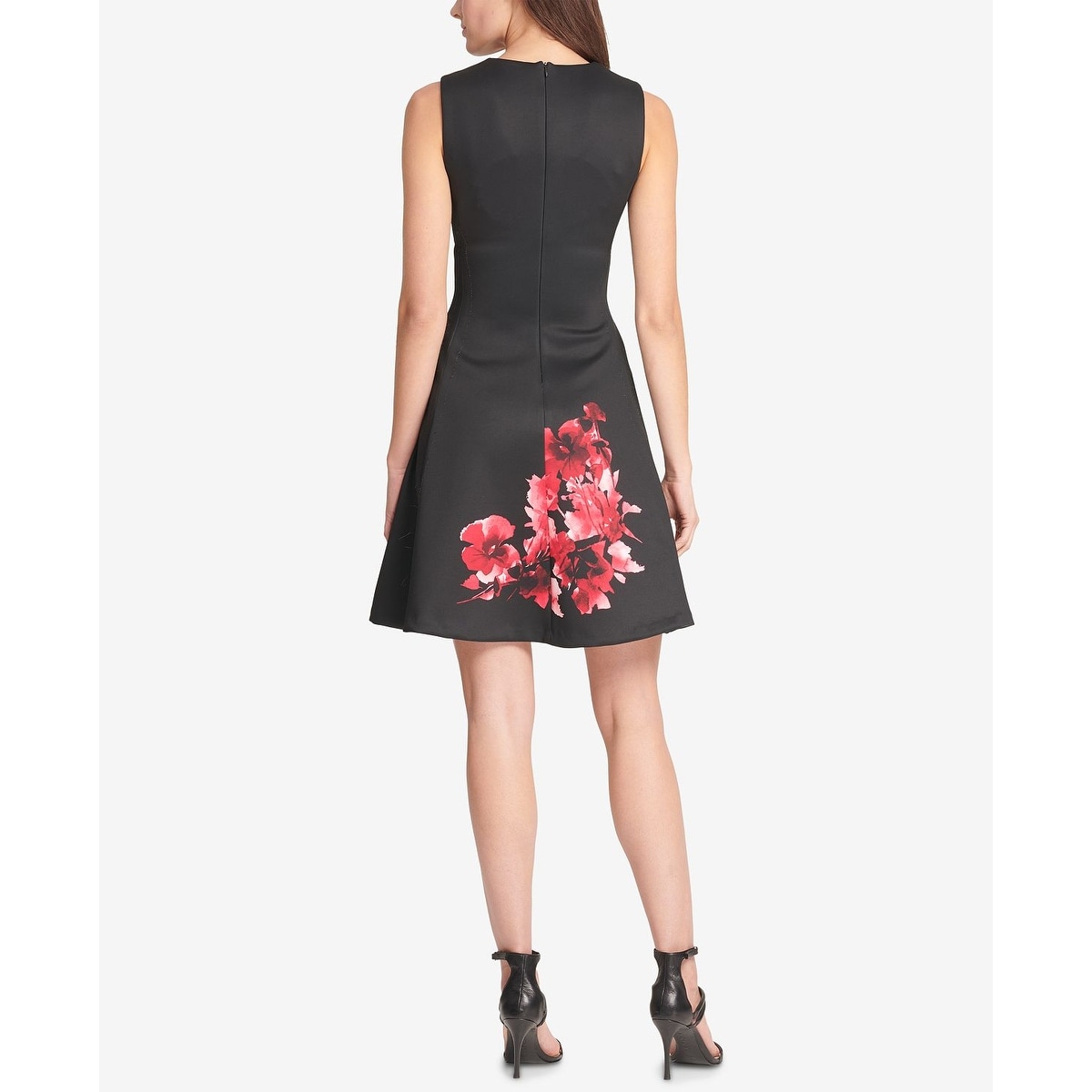 dkny floral fit and flare dress DKNY Floral-Print Puff-Sleeve Fit & Flare Dress – DGFOutlet main image 0