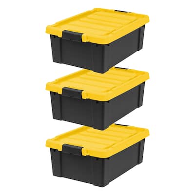 IRIS USA® STOR-IT-ALL 47 Qt Buckle Lid - Black - Set of 3