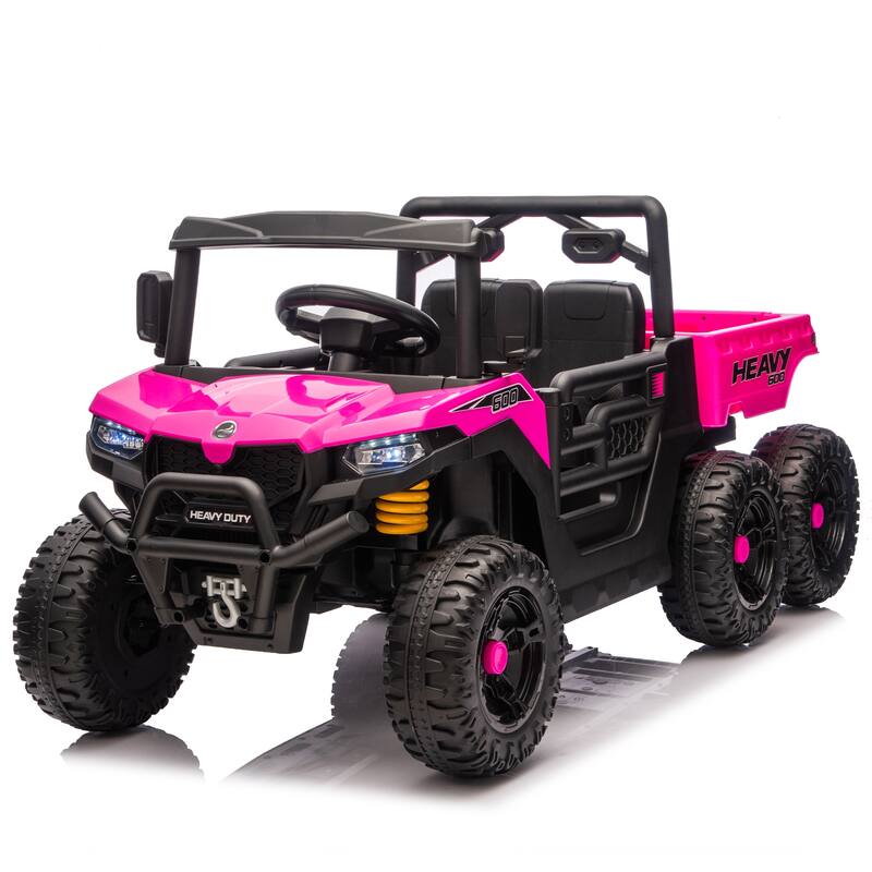 Children's Electric Dump Truck with Parent Remote, Pink Ride-On Car 24V Kids Ride on Dump Truck with Remote