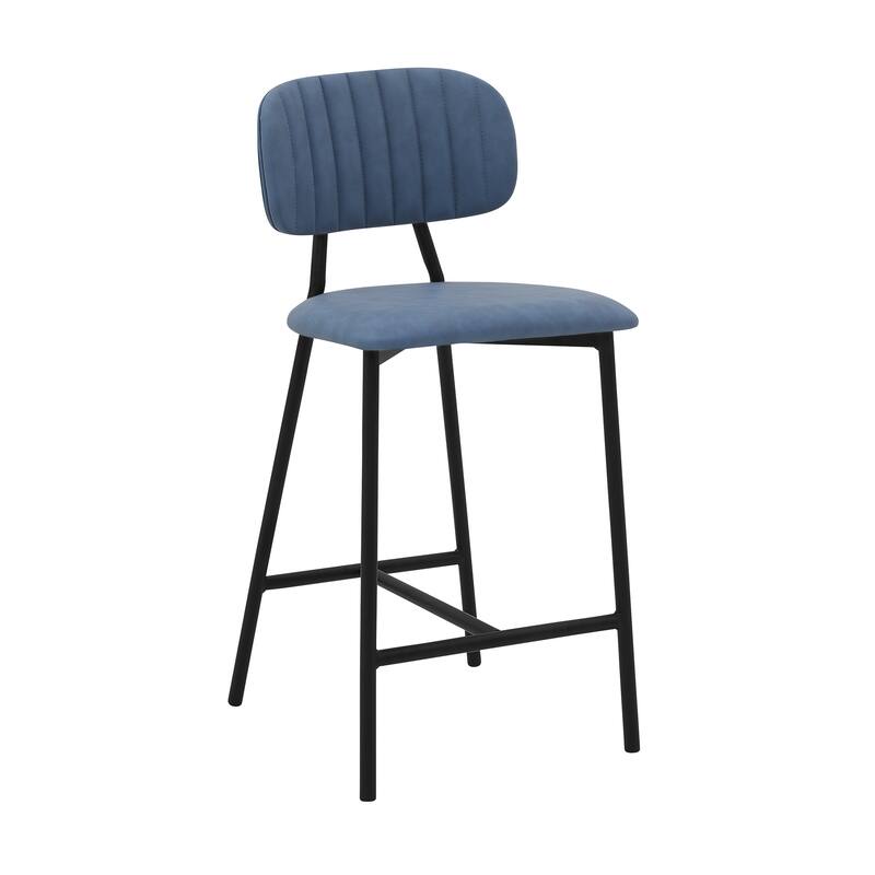 Rococo Faux Leather and Metal Upholstered Counter Height Bar Stool