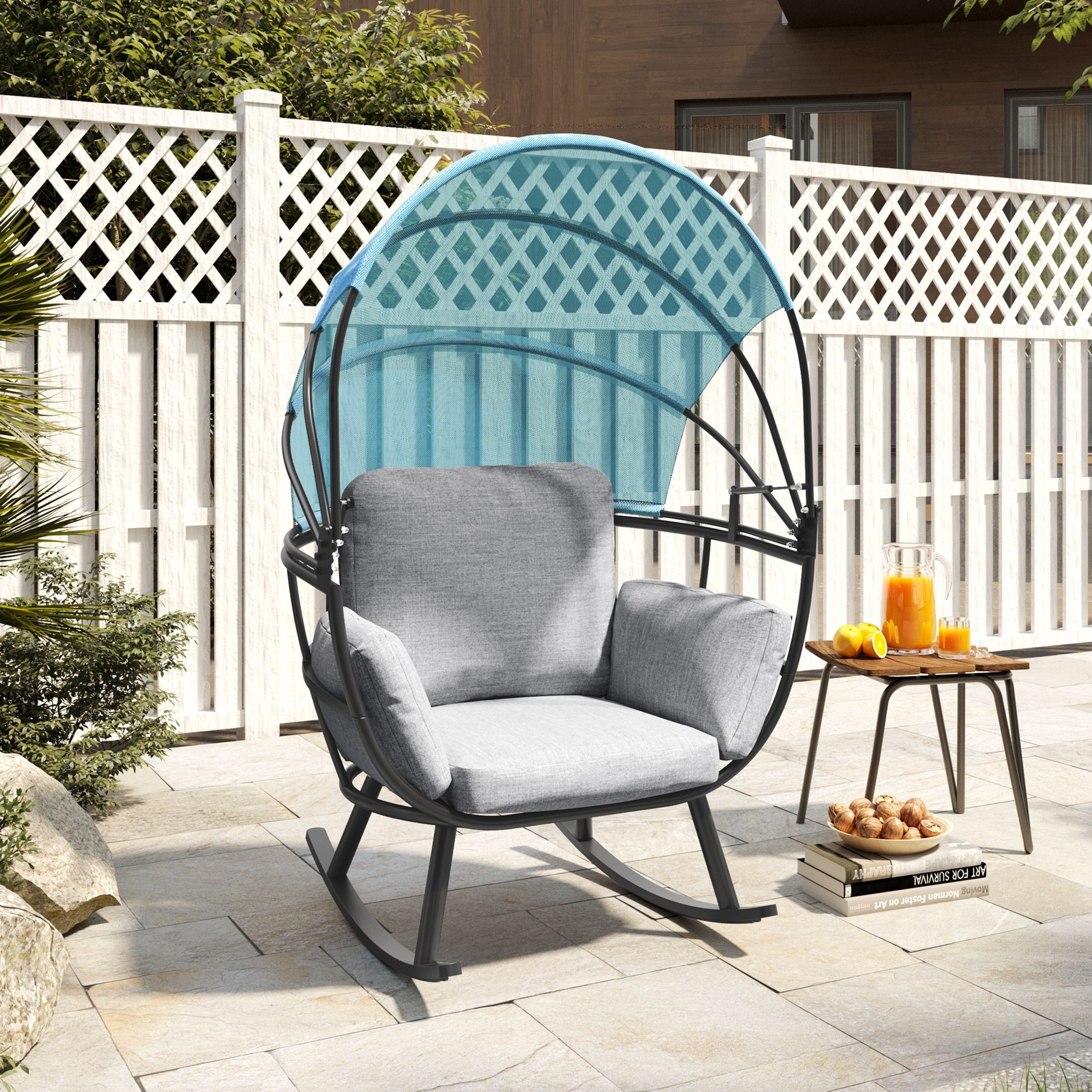 Garden rocking top chair with canopy