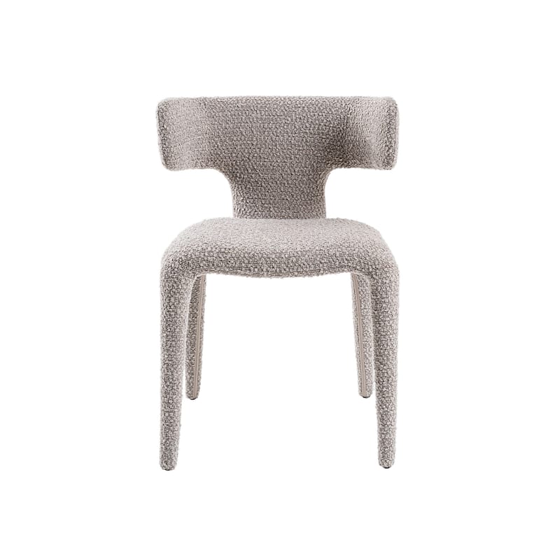 Cid Eve 21 Inch Dining Chair, Curved Wingback Off White Textured Polyester