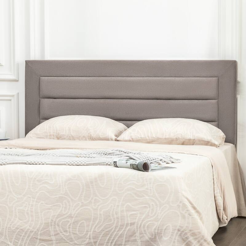 Adeco 63 Inches Upholstered Headboard for Bedroom - Taupe
