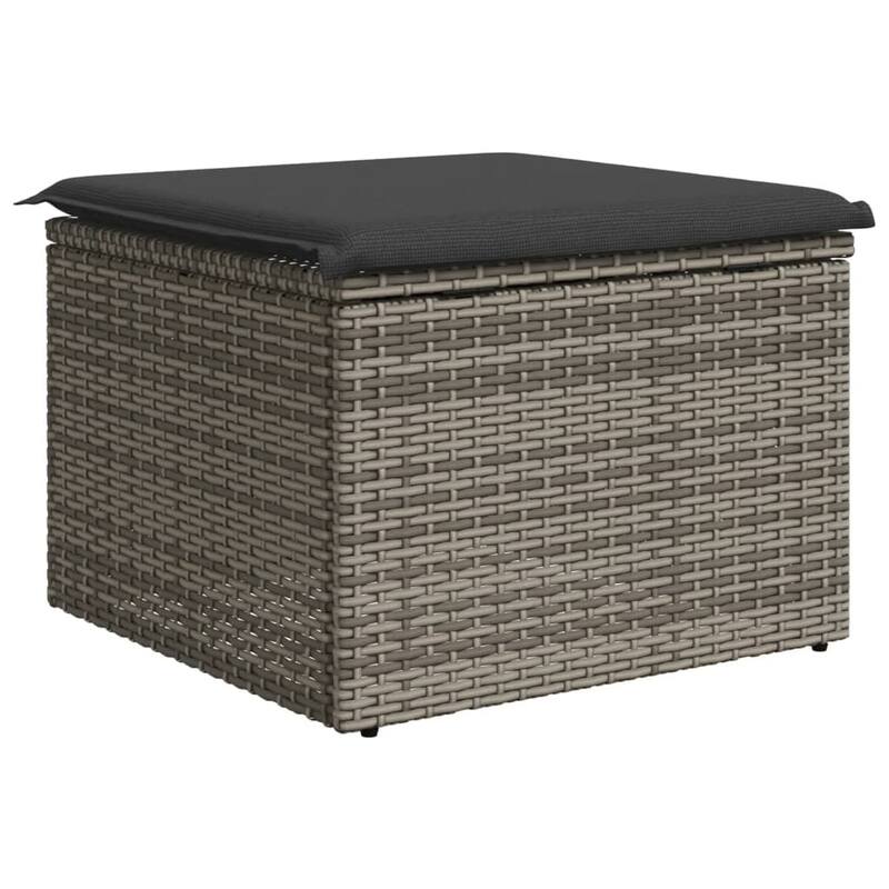 vidaXL Patio Stool with Cushion Ottoman Outdoor Seating Cube Seat Poly Rattan - 21.7 x 21.7 x 14.6
