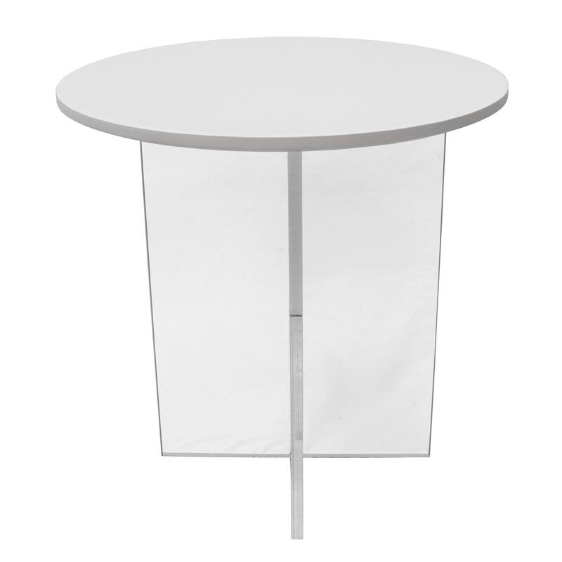 LeisureMod Valore Modern Side Coffee Accent Table with Round Wood Top and Acrylic Cross Legs for Home Office Living Room Bedroom