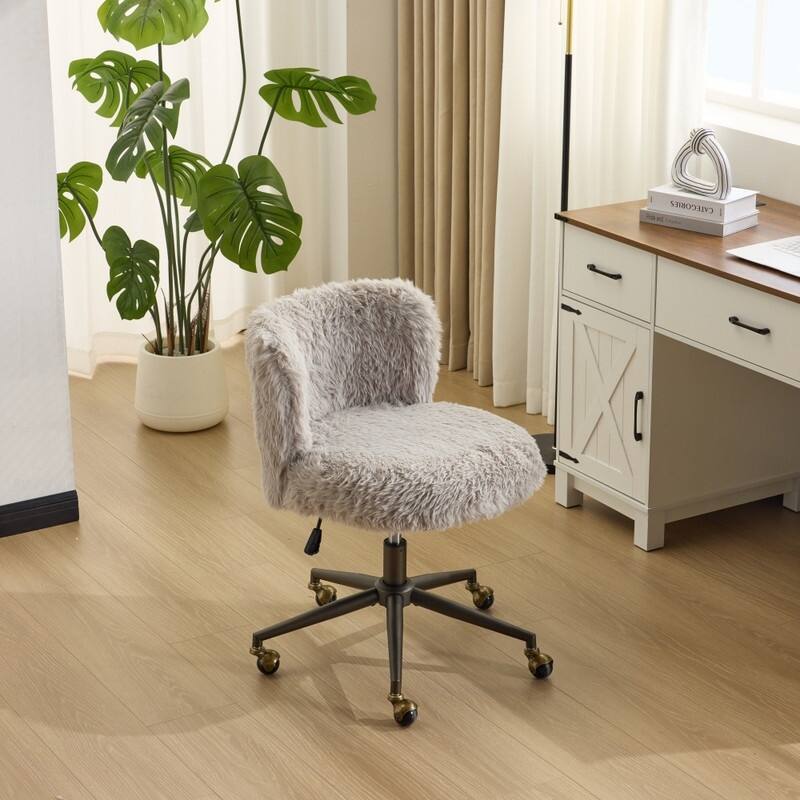 Plush Velvet Swivel Chair Antique Bronze Base With Wheels