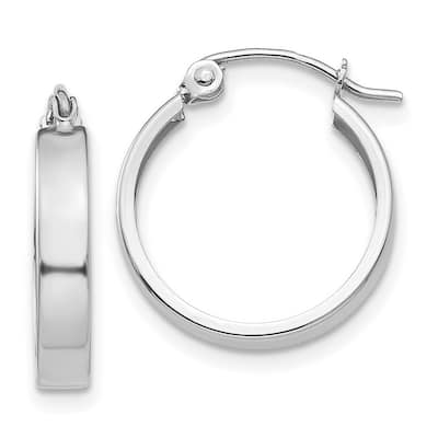 Curata 14k White Gold Polished Hoop Earrings - 14x16mm